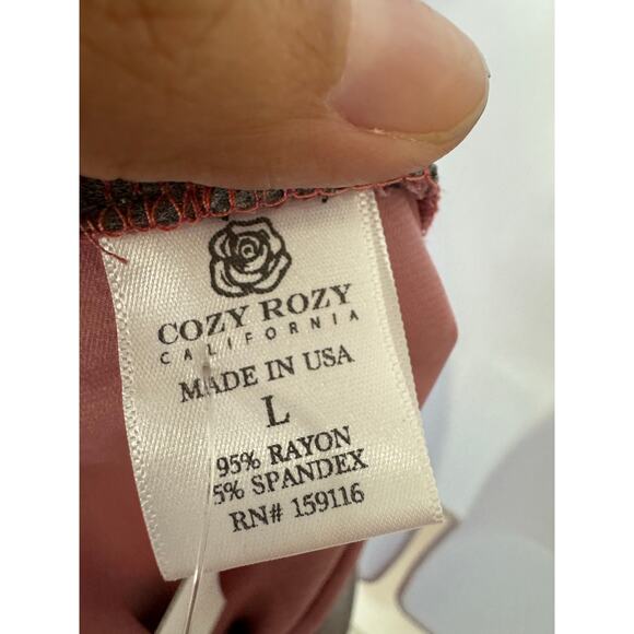 Cozy Rozy Mauve Pink Kimono Robe L NWT Lounge Wrap Made in USA - Picture 6 of 7